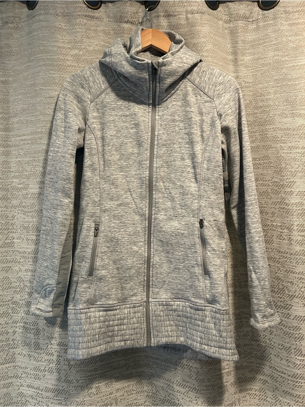 Athleta Light Gray Hooded Zip-Up Jacket